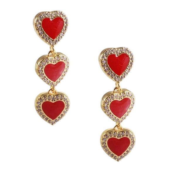 kate spade Jewelry - KATE SPADE • Red Take Heart Linear Earrings